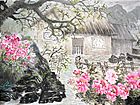 书画家左鲁献山水作品《花开农家》
