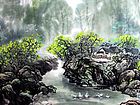 书画家左鲁献山水作品《空山新雨后》