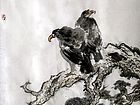 书画家左鲁献花鸟作品《远瞻山河》