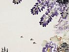 画家王绣花鸟作品《紫藤牡丹》