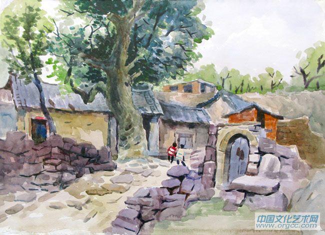 书画家左鲁献油画作品《家乡》