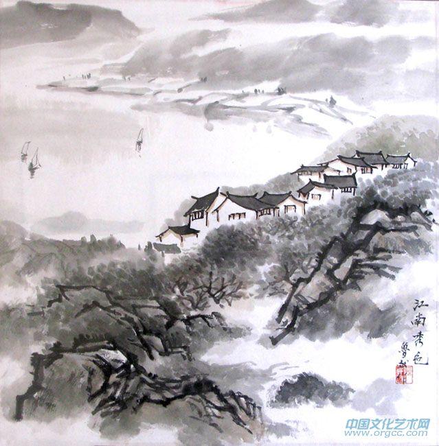 书画家左鲁献山水作品《江南秀色》