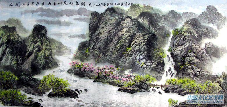 书画家左鲁献山水作品《人间四月芳菲尽》