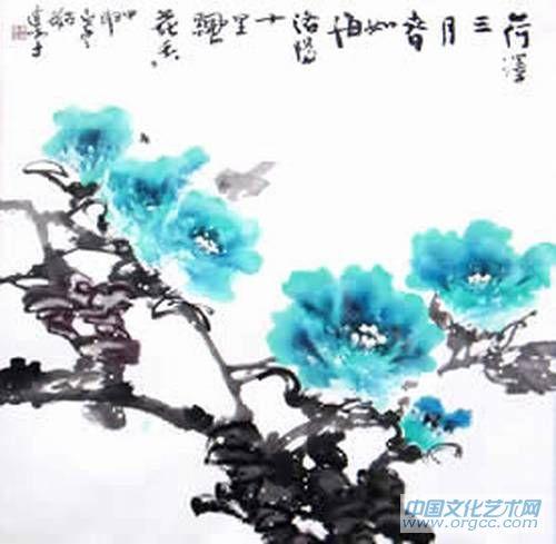 书法家李进学花鸟作品《荷墨三月》