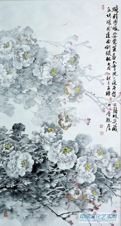 画家王绣花鸟作品《蟾精雪魄》