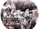 画家解金峰山水作品《枫·桥·晚》