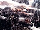 画家解金峰山水作品《家在斜阳幕云里》