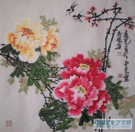 洛阳画家柴新胜花鸟作品《春光》