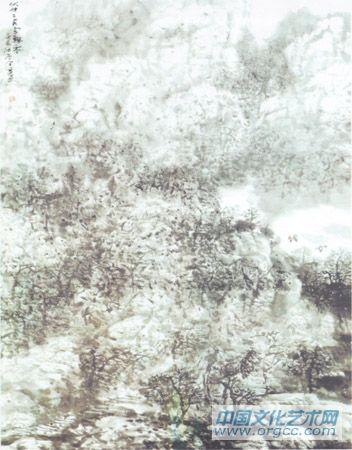 画家解金峰山水作品《伏牛二月雪飘零》