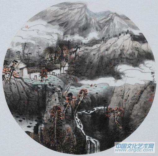 画家解金峰山水作品《耕耘图》