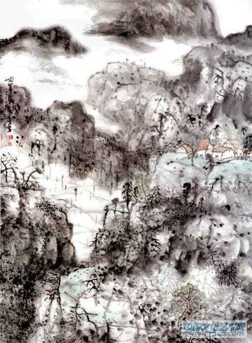画家解金峰山水作品《谷里清晨》
