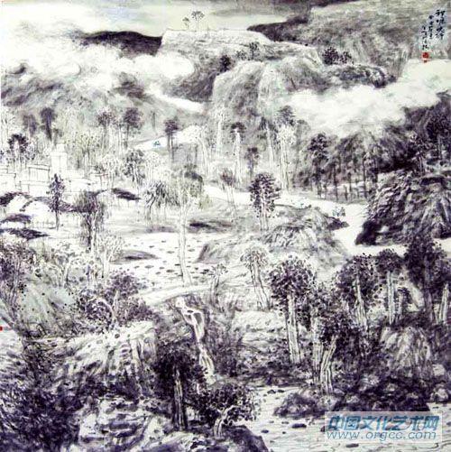 画家解金峰山水作品《邙塬晚行》