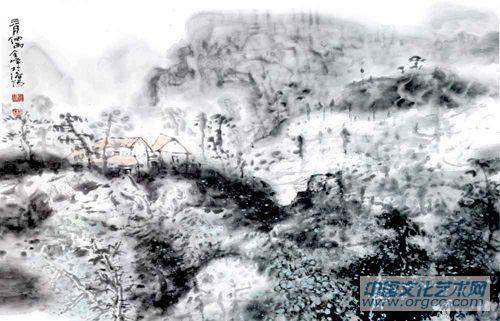 画家解金峰山水作品《润物细无声》