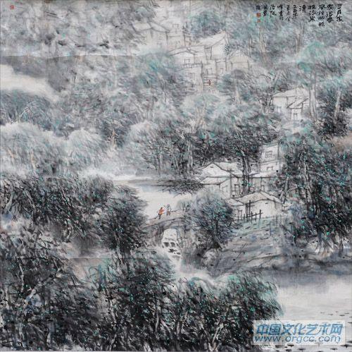 画家解金峰山水作品《三月》