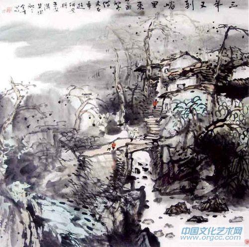 画家解金峰山水作品《三年又到峪里来》
