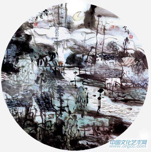 画家解金峰山水作品《霜·晨·月》