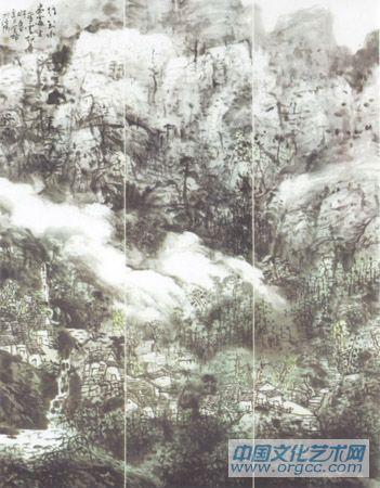 画家解金峰山水作品《水未穷兮云且生》