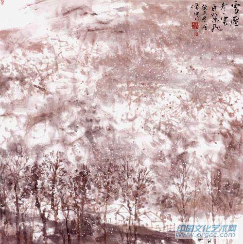 画家解金峰山水作品《雪壓冬云》