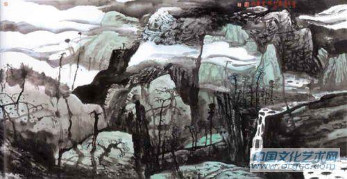 画家解金峰山水作品《云谷入梦》