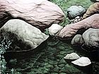 画家郭伊滨花鸟作品《石画》