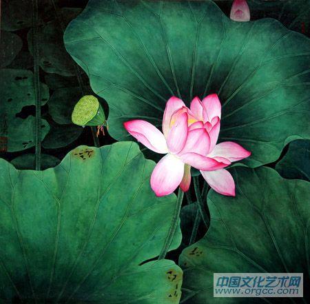 画家郭伊滨花鸟作品《荷韵》