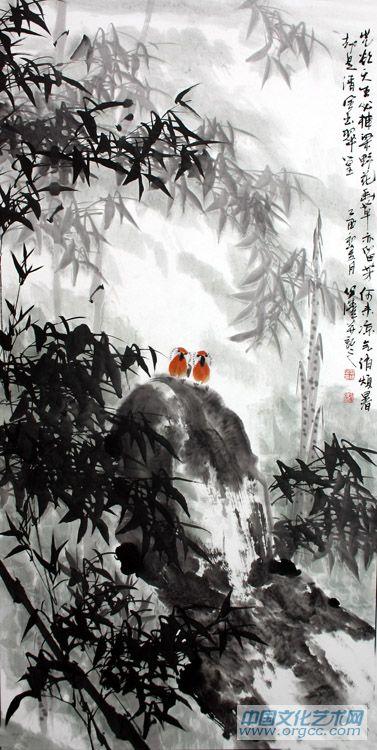 画家郭伊滨花鸟作品《却是清风出翠幕》