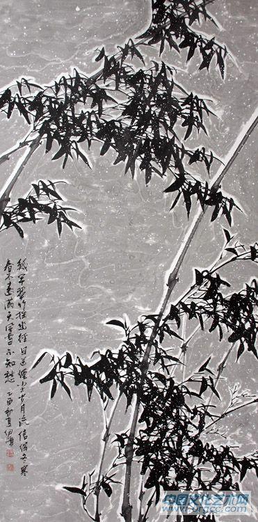 画家郭伊滨花鸟作品《绿竿翠竹摇》