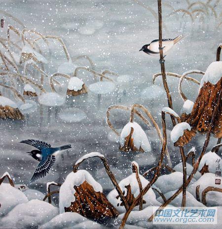 画家郭伊滨花鸟作品