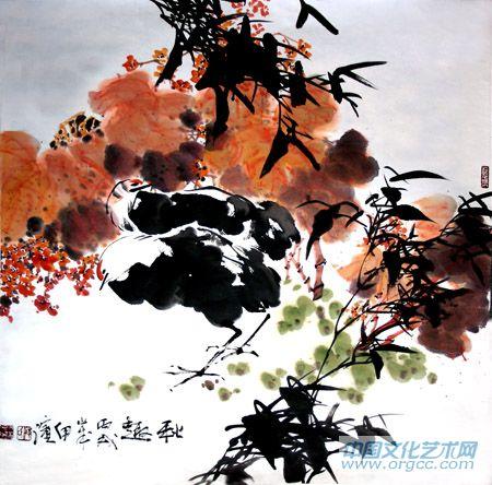 画家郭伊滨花鸟作品《秋趣》