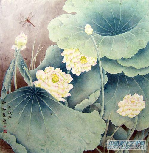 画家常丽霞花鸟作品《荷花》