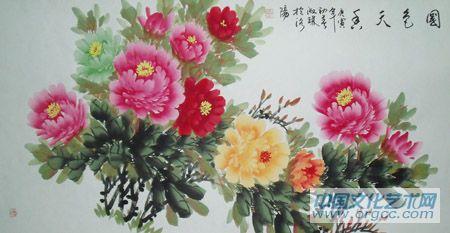 画家郝淑琳花鸟作品《国色天香》