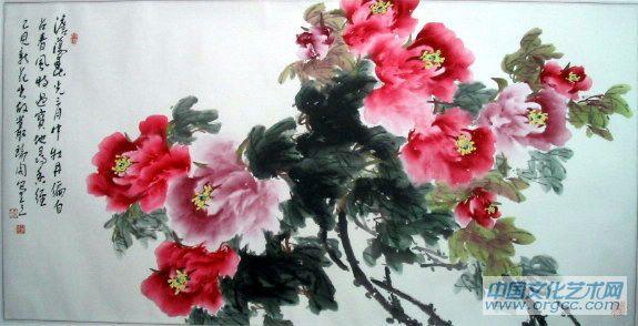 画家安瑞阁花鸟作品《牡丹偏自占春风》