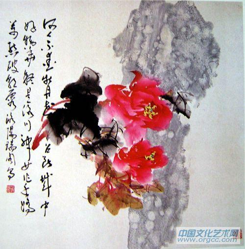 画家安瑞阁花鸟作品《千娇万态破朝霞》