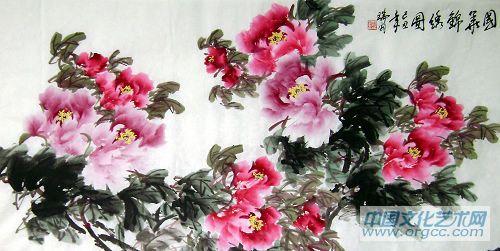 画家安瑞阁花鸟作品《国花锦绣图》