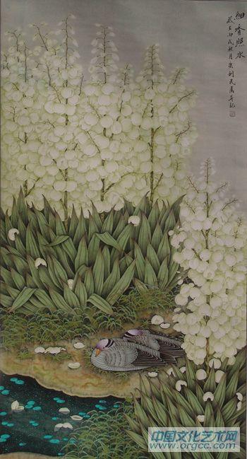画家康利民花鸟作品《细香照水》