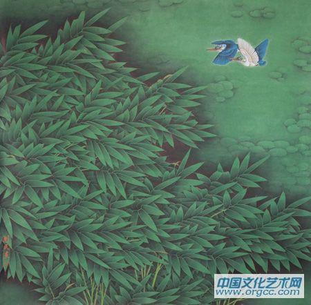 画家康利民花鸟作品《绿韵》