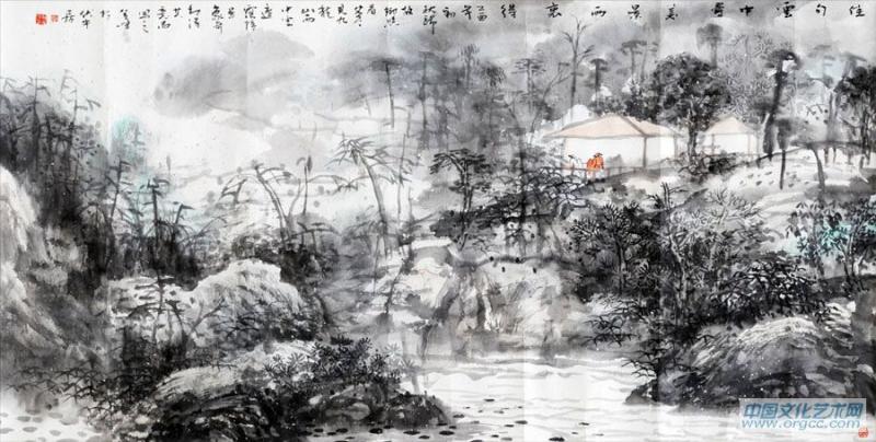 画家解金峰山水作品
