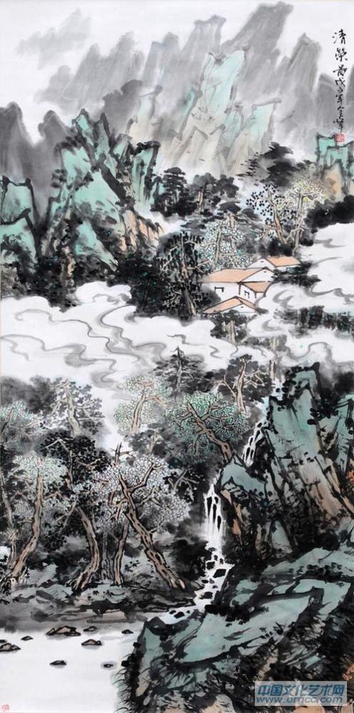画家解金峰山水作品《清荣图》