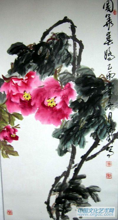 画家安瑞阁花鸟作品《国花春娇》