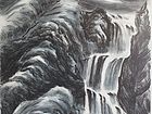 画家李颠焦墨山水作品