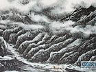 画家李颠焦墨山水作品