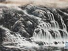 画家李颠焦墨山水作品