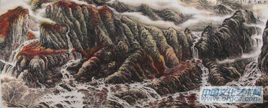 画家李颠焦墨山水作品