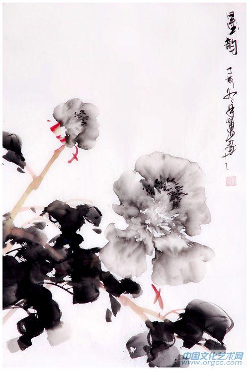 画家黄山花鸟作品《墨韵》