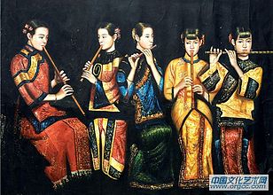 五美奏乐图