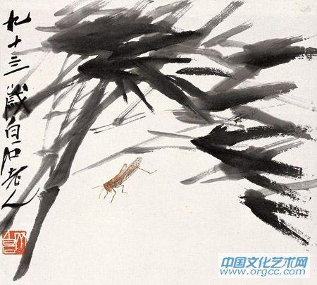 花卉草虫之修竹蚱蜢图