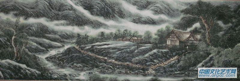 画家李颠焦墨山水作品