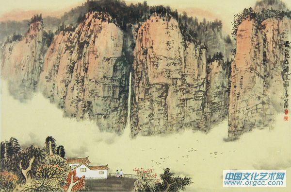 青龙山观瀑图