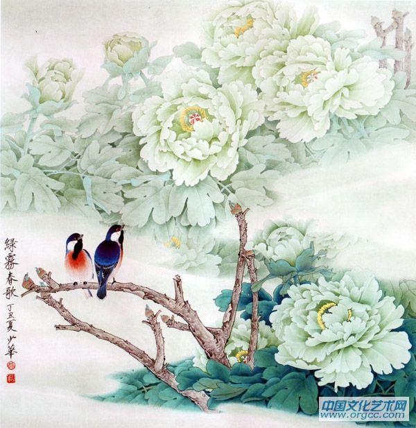 画家高少华花鸟作品《绿雾春歌》