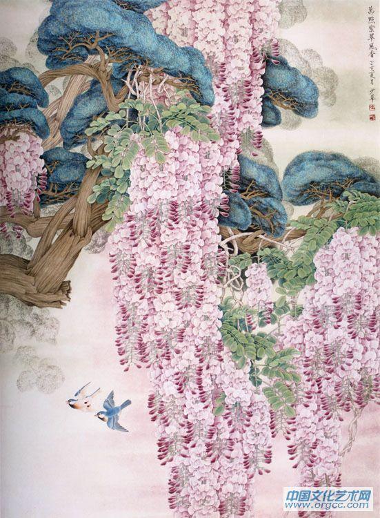 画家高少华花鸟作品《万点紫翠风香》